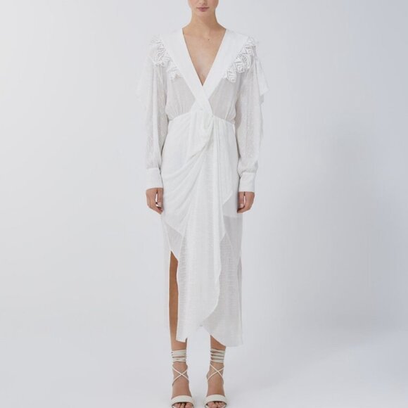 IRO Dresses & Skirts - IRO Dily Wrap-Effect Crochet Trimmed Crepon Midi Dress